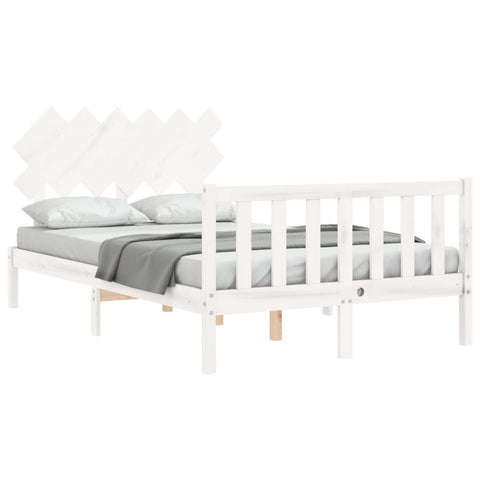 vidaXL Bed Frame without Mattress White Double Solid Wood Pine