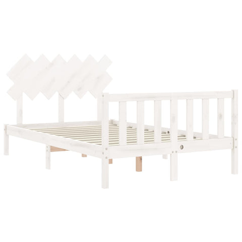 vidaXL Bed Frame without Mattress White Double Solid Wood Pine