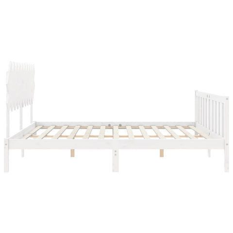 vidaXL Bed Frame without Mattress White Double Solid Wood Pine