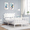 vidaXL Bed Frame without Mattress White Double Solid Wood Pine