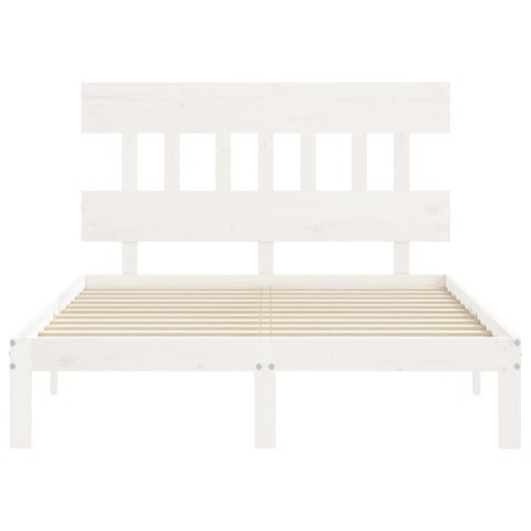 vidaXL Bed Frame without Mattress White Small Double Solid Wood Pine