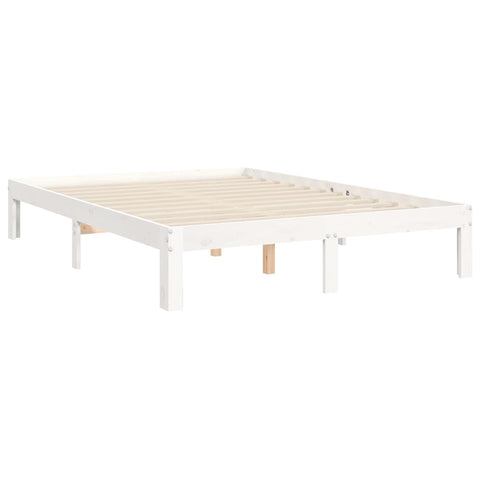 vidaXL Bed Frame without Mattress White Small Double Solid Wood Pine