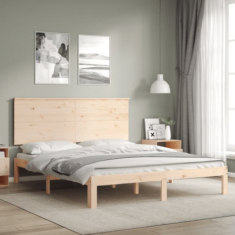 vidaXL Bed Frame without Mattress King Size Solid Wood Pine