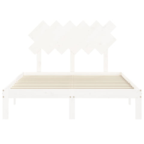 vidaXL Bed Frame without Mattress White Small Double Solid Wood Pine