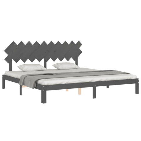 vidaXL Bed Frame without Mattress Grey 200x200 cm Solid Wood Pine