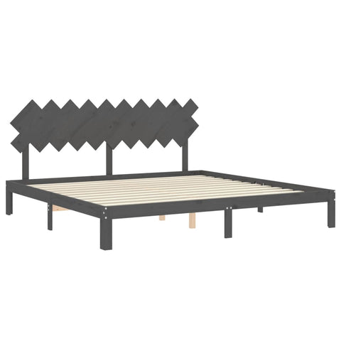 vidaXL Bed Frame without Mattress Grey 200x200 cm Solid Wood Pine