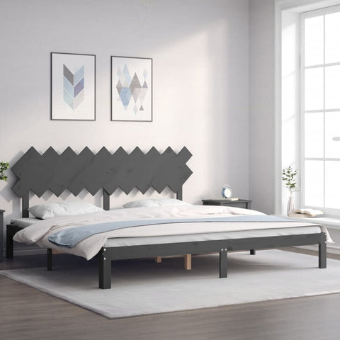 vidaXL Bed Frame without Mattress Grey 200x200 cm Solid Wood Pine