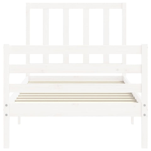 vidaXL Bed Frame without Mattress White Small Single Solid Wood Pine