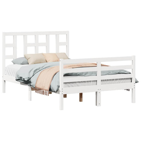 vidaXL Bed Frame without Mattress White Small Double Solid Wood Pine