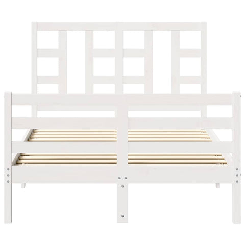 vidaXL Bed Frame without Mattress White Small Double Solid Wood Pine