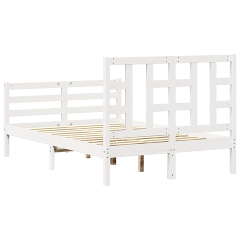vidaXL Bed Frame without Mattress White Small Double Solid Wood Pine