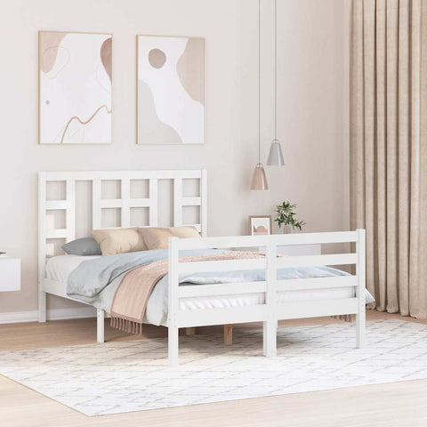 vidaXL Bed Frame without Mattress White Small Double Solid Wood Pine