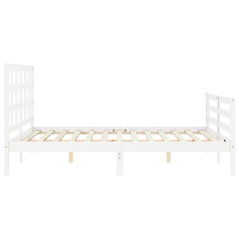 vidaXL Bed Frame without Mattress White King Size Solid Wood