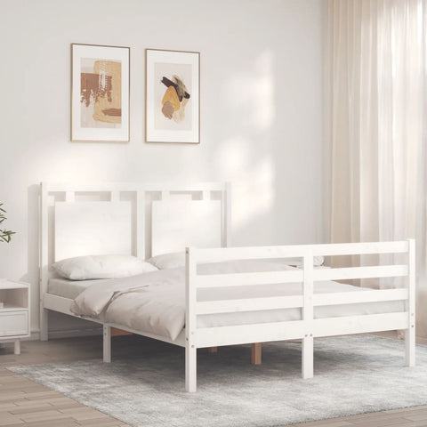vidaXL Bed Frame without Mattress White Small Double Solid Wood