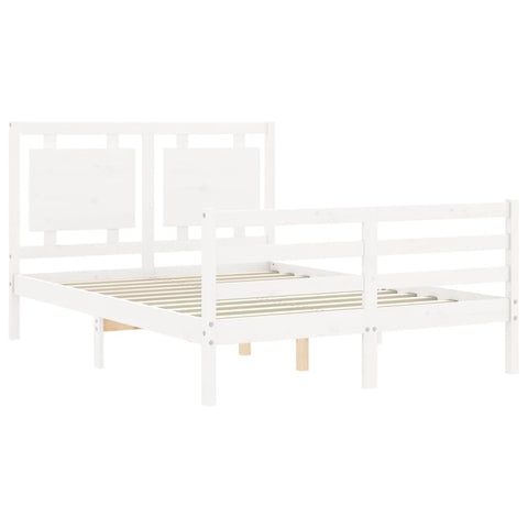 vidaXL Bed Frame without Mattress White Small Double Solid Wood