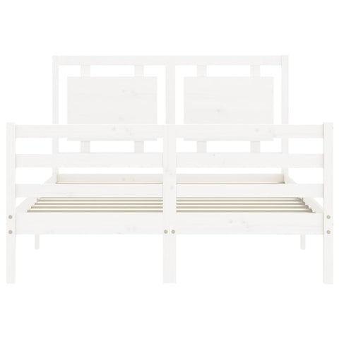 vidaXL Bed Frame without Mattress White Small Double Solid Wood