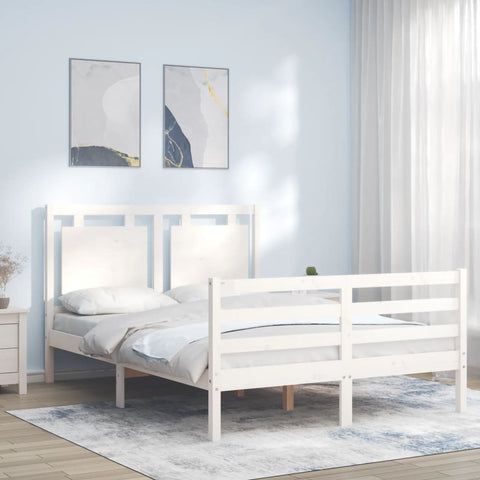 vidaXL Bed Frame without Mattress White Small Double Solid Wood