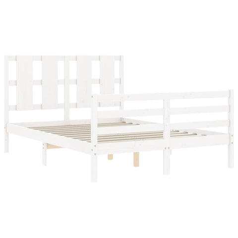 vidaXL Bed Frame without Mattress White Small Double Solid Wood