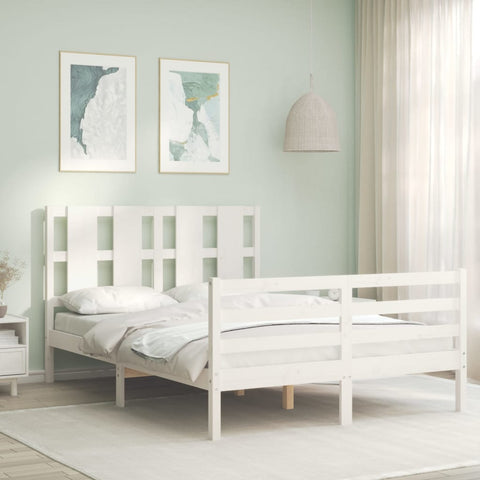 vidaXL Bed Frame without Mattress White 120x200 cm Solid Wood