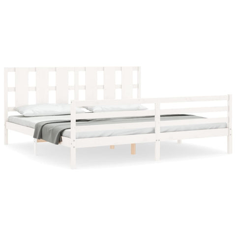 vidaXL Bed Frame without Mattress White Super King Size Solid Wood
