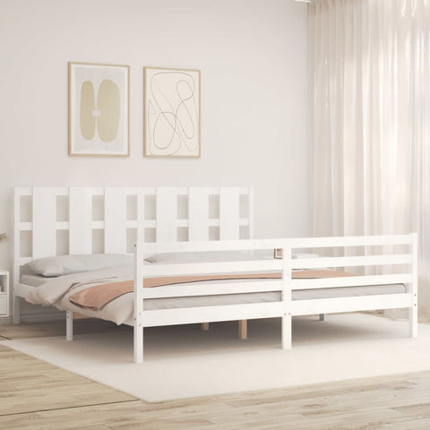 vidaXL Bed Frame without Mattress White Super King Size Solid Wood
