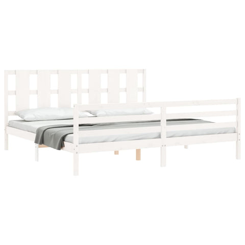 vidaXL Bed Frame without Mattress White Super King Size Solid Wood
