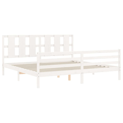 vidaXL Bed Frame without Mattress White Super King Size Solid Wood