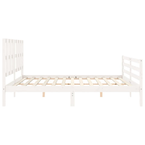 vidaXL Bed Frame without Mattress White Super King Size Solid Wood