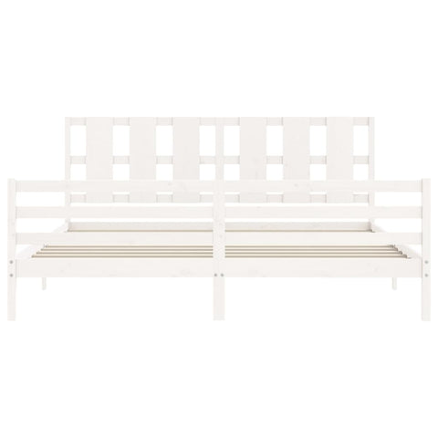 vidaXL Bed Frame without Mattress White Super King Size Solid Wood