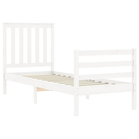 vidaXL Bed Frame without Mattress White Small Single Solid Wood