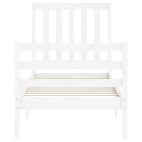 vidaXL Bed Frame without Mattress White Small Single Solid Wood
