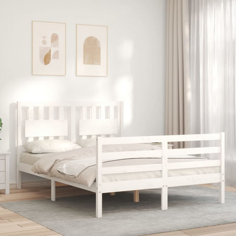 vidaXL Bed Frame without Mattress White Small Double Solid Wood