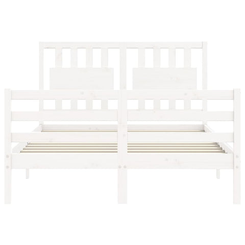 vidaXL Bed Frame without Mattress White Small Double Solid Wood