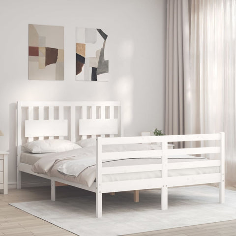 vidaXL Bed Frame without Mattress White Small Double Solid Wood