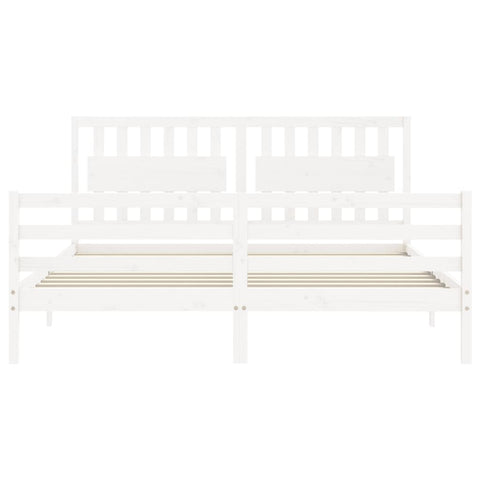 vidaXL Bed Frame without Mattress White Super King Size Solid Wood