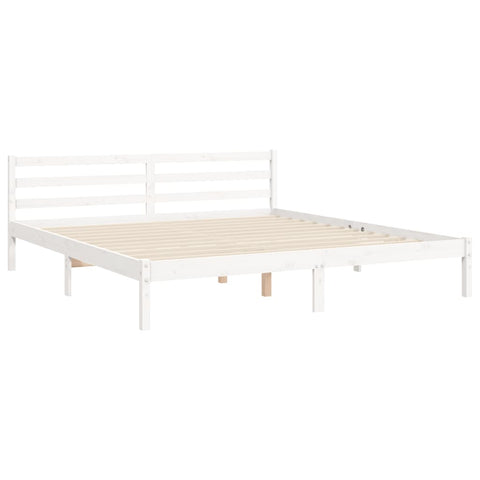 vidaXL Bed Frame without Mattress White Super King Size Solid Wood