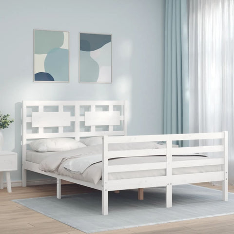 vidaXL Bed Frame without Mattress White 120x200 cm Solid Wood