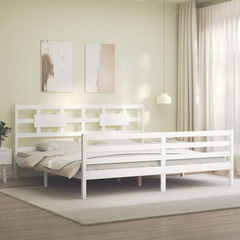 vidaXL Bed Frame without Mattress White Super King Size Solid Wood