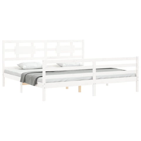 vidaXL Bed Frame without Mattress White Super King Size Solid Wood