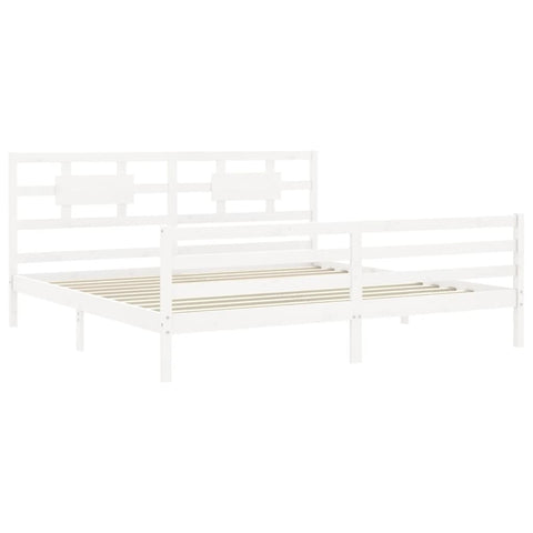 vidaXL Bed Frame without Mattress White Super King Size Solid Wood