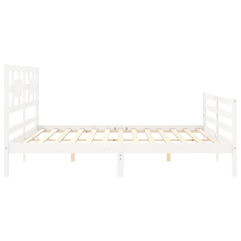 vidaXL Bed Frame without Mattress White Super King Size Solid Wood