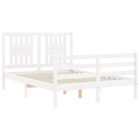 vidaXL Bed Frame without Mattress White Double Solid Wood