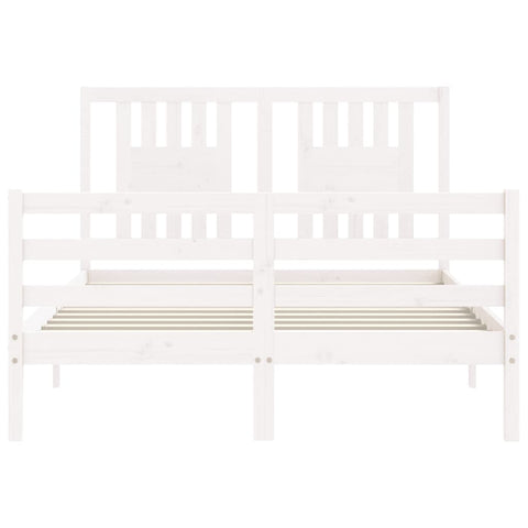 vidaXL Bed Frame without Mattress White Double Solid Wood