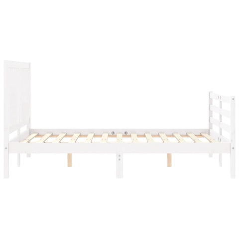 vidaXL Bed Frame without Mattress White Double Solid Wood