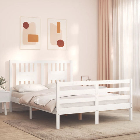 vidaXL Bed Frame without Mattress White 120x200 cm Solid Wood