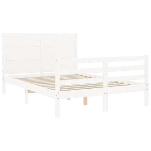 vidaXL Bed Frame without Mattress White 140x190 cm Solid Wood