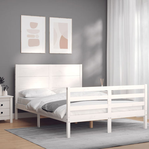 vidaXL Bed Frame without Mattress White 140x200 cm Solid Wood