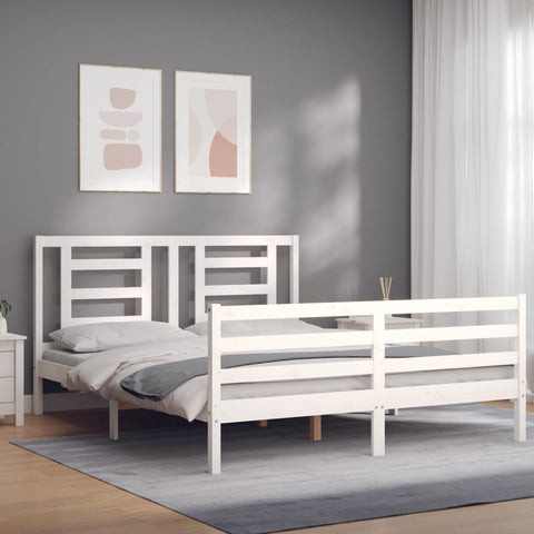 vidaXL Bed Frame without Mattress White 160x200 cm Solid Wood