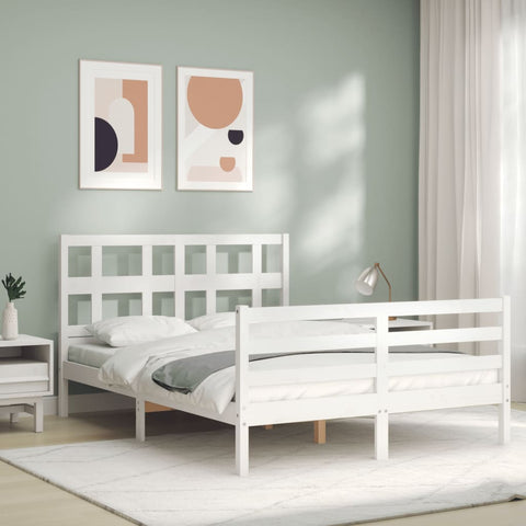 vidaXL Bed Frame without Mattress White Small Double Solid Wood