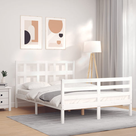vidaXL Bed Frame without Mattress White Small Double Solid Wood